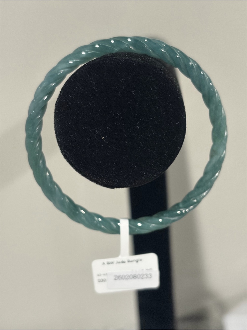 Jadeite Jade (Grade A); Guatemalan Blue Water Twist Bangle Bracelet